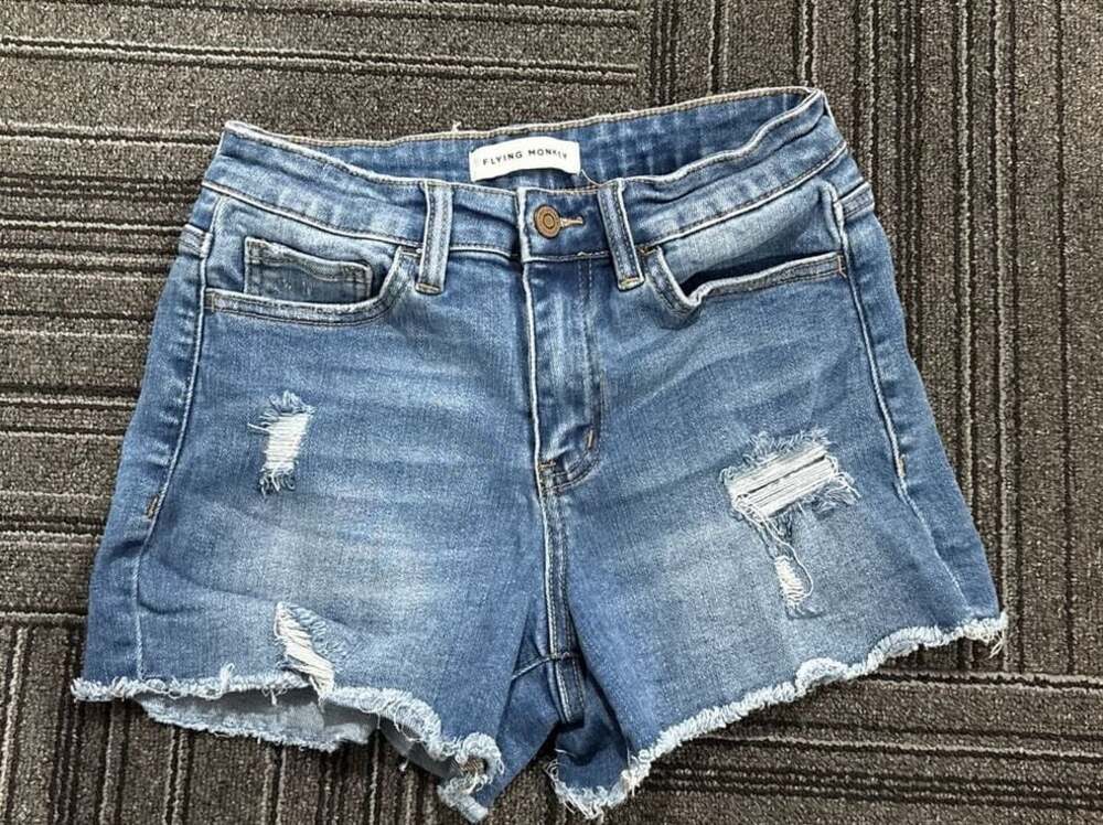 Flying Monkey women’s High Rise Distressed Denim Cut-Off Shorts size 26
